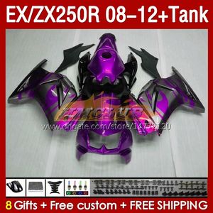 Tank OEM Fairings dla Kawasaki Ninja ZX-250 ZX250 EX250 R ZX250R 08 09 10 2012 2012 163NO.201 EX ZX 250R EX250R ZX-250R 2009 2000 2010 11 12 Wtrysle Fairing Płomienie róż róży