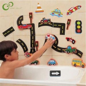 Rail Traffic Vehicle Bath Toys Soft EVA Kids Baby Bathroom Water Toys Early Educational Suction Up Bathing Toys for Children 220531