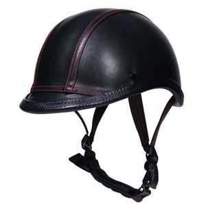 Capacetes de ciclismo motocicleta capacete vintage meio face capacete retro alemão hhopper cruzador foste capacete preto casco para dot aprovel l221014