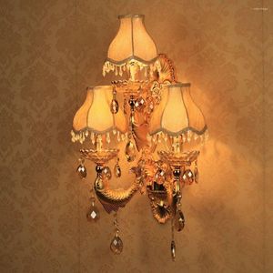 Wandlampe Kristallkorridor Lichter europ￤ische golden geschnitzte Legierungsfische Schlafzimmer Betsideen Leuchten Kerzenstil Wohnzimmerlicht Licht