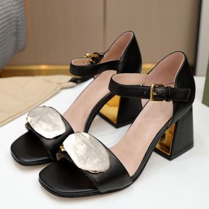Summer ladies sandals fashion high heels thick-soled designer women's shoes elegant one word wedding shoess