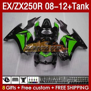 & Tank Injection Fairings For KAWASAKI NINJA ZX250 EX250 R 2008-2012 163No.153 EX ZX 250R EX250R ZX250R 2008 2009 2010 2011 2012 ZX-250R 08 09 10 11 12 Fairing green stock