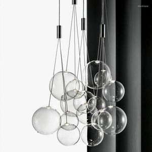 Chandelier Crystal Modern Glass Ball LED Pendant Lamps Nordic Fashion Kitchen Bedroom Living Dining Room Indoor Hanging Lighting Fixtures