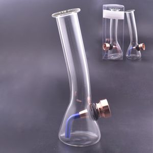 Mini protable de água de vidro de vidro de vidro fumando cachimbo de bong com tigela de metal com caixa de plástico