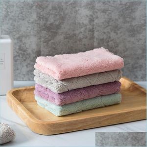 Cleaning Cloths Double Color Towel Cleaning Coral Veet Dish Towels Mticolour Washing Table Home Kitchen Oil Dust Clean Cloth Foldabl Dhsm9