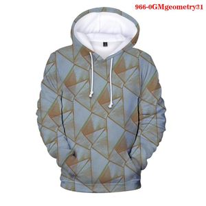 Herrtröjor geometri mode hoodie färgglada tryck harajuku fleece hooded 3d man överdimensionerad tröja