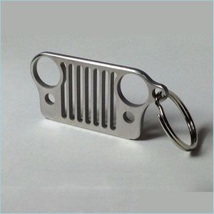 Other Interior Accessories High Quality Keychain Keyring Stainless Steel Grill Key Chain For Jeep Ring Cj Jk Tj Yj Xj New Drop Deliv Dhka8