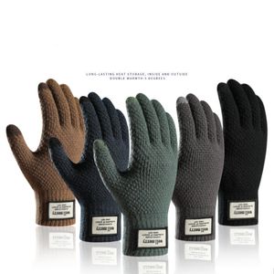 Knitted needle gloves autumn and winter large size men's plus mittens thickened warm wool touch screen glove manufacturers direct supply