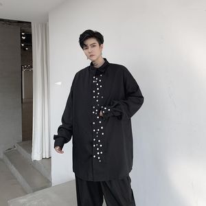 Camicie casual da uomo Manica lunga da uomo con bottoni Design di nicchia Camicia nera larga ampia da uomo Hip Hop street style giapponese