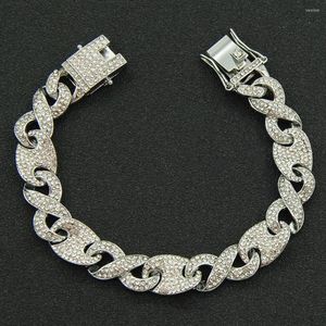 Charm Armbänder 8in Chunky Miami Curb Chain Armband für Männer Rhinstone Steel Cuban Link Armband Classic Punk Heavy Male Schmuck Geschenk