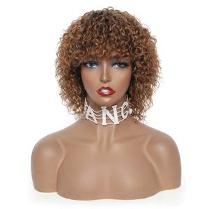 Synthetic Wigs Brazilian Jerry Curl Short Human Hair Remy Pixie Cut Black Blonde Afro Curly For Women 221018