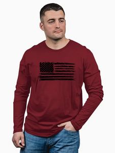 Wholesale Men's T-shirts "USA Flag" Graphic Long Sleeve Applicable People Adult