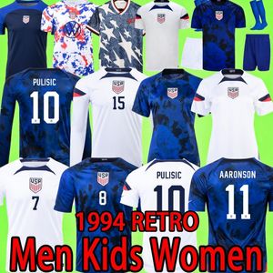 USAS 2022 Soccer Jerseys Men Kids Kit Women 2023 Pulisic Aaronson 22 23 America Football Shirts American 1994 Retro Vintage 94 United Long Sleeve States Boys 1018
