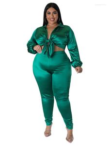 Tracksuits 4XL Plus Size Set Women Clothes 2 Piece Crop Tops And Pants Suit 2022 Autumn Solid Fashion Casual Sexy Oversize Outfits