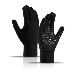 Winter warm needle gloves autumn plus velvet thick touch screen knitted mittens riding anti-cold anti-slip gloves