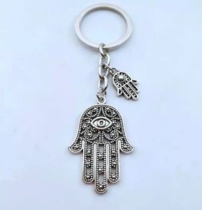 Hamsa Fatimas Hand Key Chain Angel's Eye Devil's Eye Key Chains Women Men smycken Keyring