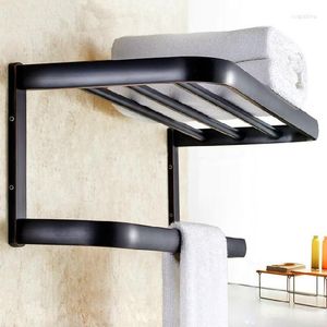 Bathroom Shelves Solid Brass Towel Hanger 2-Tier Holder Racks Bath Storage Rail Wall Accessories Bars 81344