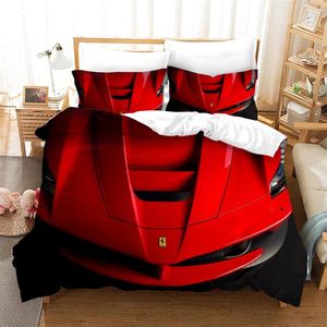 Bettwäsche Sets 3D bedrucktes Rennwagendecker Boy Bettbedeckungsabdeckung Quilt Pillowcase 2/3 Stücke Schlafzimmer Dekoration