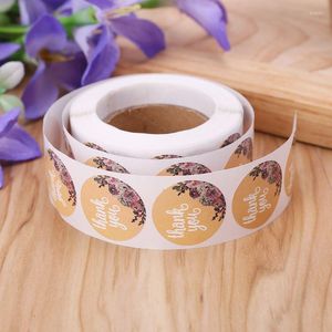 Gift Wrap K3NA 500Pcs 1" Inch Thank You Sticker Natural Kraft Adhesive Labels Roll Round Decorations For Wedding Party Birthday Baking