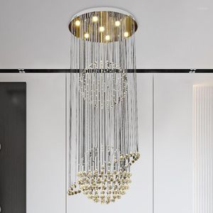 Chandeliers Modern LED Crystal Light Spiral Staircase Long Hanging For Home Living Stair Bedroom El Hall Luxury Lustre