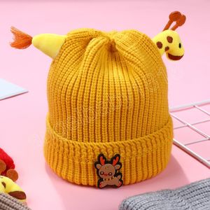 Cartoon Sika Deer Baby Mütze Winter Weihnachten Gestrickte Kinder Hut Warme Säuglings Baby Junge Mädchen Kappen Gehörschutz Kinder Beanie motorhaube