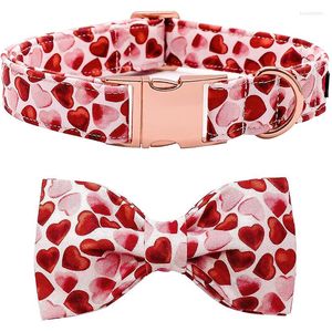 Hundehalsbänder, einzigartiger Stil, Pfoten, Valentinstag, rotes Herzhalsband mit Fliege, verstellbares Haustier für große, mittelgroße und kleine Hunde