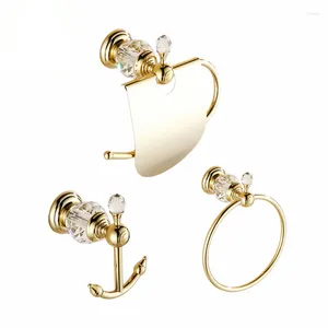 Bath Accessory Set Hardware Set European Style Hook On The Wall Luxury Crystal Brass Paper Holder Gold Badrum HANKINGS HANDEL RING HK00