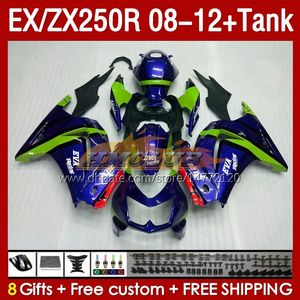 Kawasaki Ninja ZX250 EX250 R 2008-2012のタンク注入フェアリング163NO.147 EX ZX 250R EX250R ZX250R 2008 2009 2010 2011 2012 ZX-250R 08 09 10 11 12フェアリングブルーグリーン