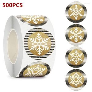 Gift Wrap 500 Pc 1.5'' Round Snowflake Christmas Stickers Glitter Stripe Decals Self-Adhesive For Office School Holiday XMAS Party