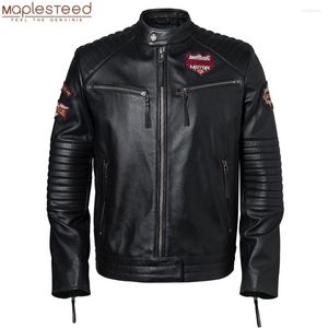 Jaquetas de motocicletas de caveira de couro de couro masculino