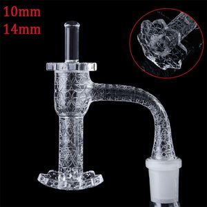 Vollverschweißter, sandgestrahlter Quarz-Bong-Banger, Raucherzubehör, 10 mm, 14 mm Außengelenk, Glas-Bong-Bong-Banger, einzigartiges Terp-Slurper-Set mit Blumenboden, abgeschrägter Kante und Quarzkappe