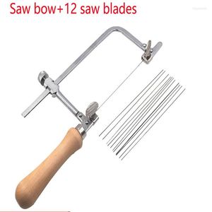 Mini Saw Bow 12 Blades Steel Professional Adjustable Hand For Wood Jewelry Tool Cutting Kit DIY Woodworking Tools Saws