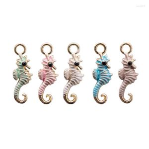 Charms 10pcs/lot Oil Drop Seahorse Pendant Jewelry Accessories Cute Gold Tone Enamel DIY Bracelet Earring Floating YZ284