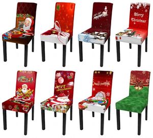 Sandalye, Noel elastik streç karikatür Noel baba yemek kapak çantası mutfak ev dekoru kırmızı sandalyeler slipcovers