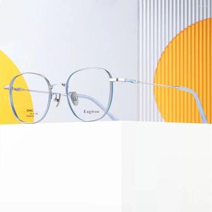 Güneş gözlüğü çerçeveleri saf titanyum gözlükler yuvarlak vintage tam jant optik çerçeve reçeteli gösteri çok renkli camlar 50mm şık zarif