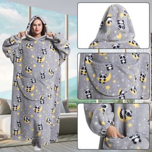 Andra kläder Super Long Hoodie -filt Flanell med ärmar Winter Hoodies Sweatshirt Pullover Giant TV Overdimensionerad T221020