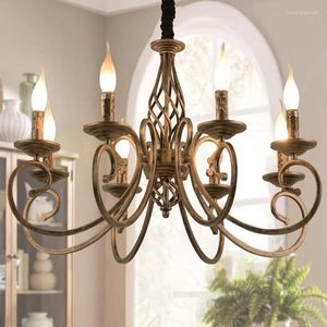 Chandeliers Retro Ceiling Chandelier Living Room Antique Bronze Farmhouse Shallow Gold El Lobby Family Bar