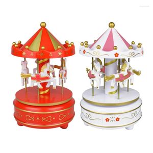 Dekorativa figurer Whirligig hästmusiklåda med LED-ljus musikalisk prinsessan merry-go-runda lysande leksak hem dekoration födelsedagspresent