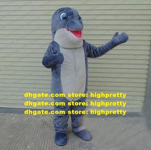 Yauld Blue Dolphin Toninha Sea Hog Delphinids Baleia Cetáceo Traje Mascote Personagem de desenho animado Mascote Cinza Barriga Queixo ZZ1825