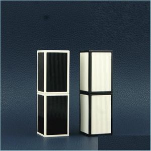 Packing Bottles Black White Stripe Square Lip Balm Container Refillable Packing Bottles Lipstick Shell Packaging Empty Cosmetic Tube Dh1Jg