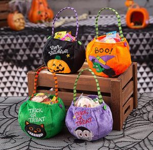 Decoração de festa Halloween Party Party Kids Pumpkin Trick ou Treat Tote Bags Saco de doces Balloween Candy Bucket Portable Gift Basket SN6845