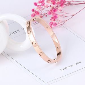 Women men love bracelets designers gold bracelet diamond screw stainless steel christmas wedding gift luxury jewelry silver rose plated fashion thin bangles