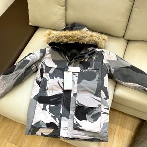 Cappotto con cappuccio in pelliccia imbottita in piumino d'anatra Giacca Parka da esterno Zip intera Uomo Cappotti invernali lunghi capispalla Camo Bianco Taglia XXL