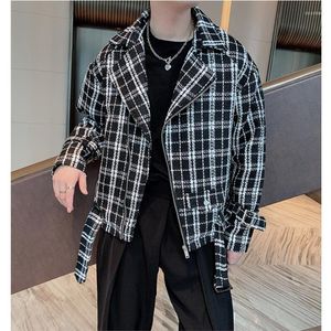 Kurtki męskie Style brytyjskie Mężczyźni Spring Wysokiej jakości swobodne kurtki Man Business Fashion Plaid Coat Man Diagonal Design Kurtka