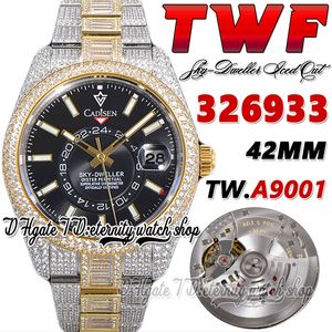 TWF V3 Sky TW326933 Мужские часы A9001 Календарь осложнений Автоматический черный циферблат с бриллиантами инкрустация 904L Oystersteel Bracelet Super Edition Eternity Watches