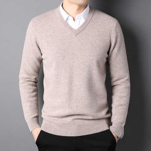 Herrtröjor Cashmere Cotton Blend Classic V-tröja män Pullover 2022 Autumn Winter Work Casual All-Match Sticked Jumper Hombre G221018