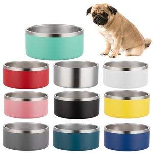 16oz de parede dupla n￣o deslizamento a￧o inoxid￡vel Pet Dog Bowl alimentadores