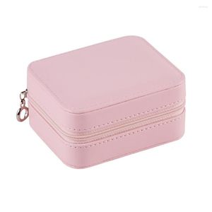 Jewelry Pouches Portable Box Leather Earring Necklace Storage Organizer Bracelets Carrying Case Holder Container Light Pink