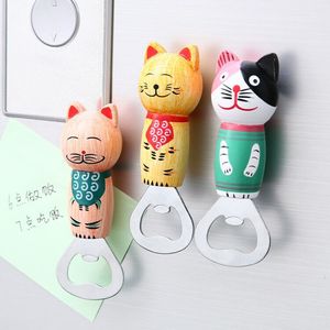 Wood Opener Bottle Beer Fridge Magnet Creative Cartoon Home Decoration Openers Bar Wine Kitchen Tools RRA14