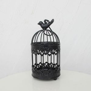 Candle Holders SUPU Black Small Bird Cage Candleholder Hanging Modern Iron Wrought Metal Birdcage Decoration Flowerpot Succulent Plants